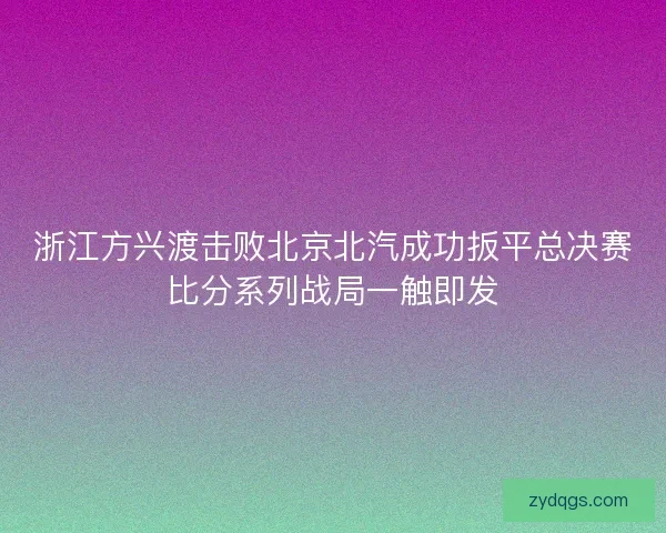 浙江方兴渡击败北京北汽成功扳平总决赛比分系列战局一触即发